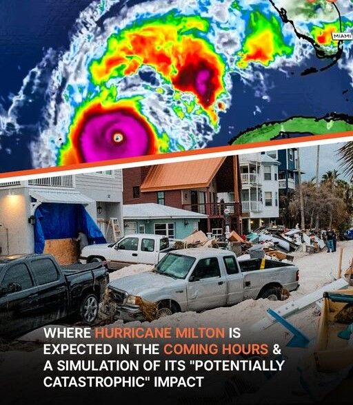 Hurricane Milton: A Simulation Illustrating the Potential Catastrophic Impact and Expected Locations in the Coming Hours