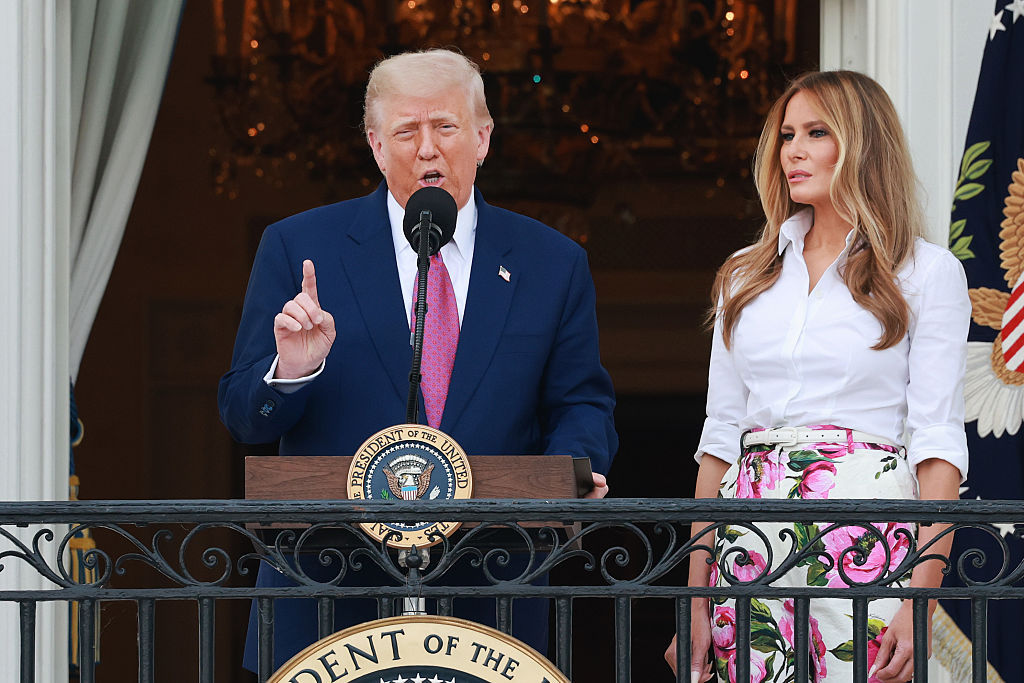 Melania Trump greets guests at the Congressional Picnic